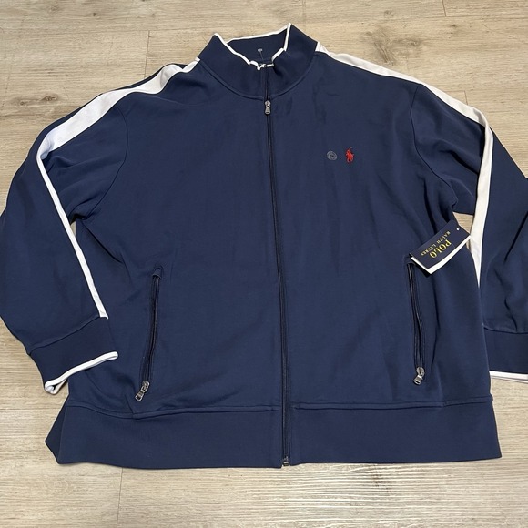 Polo Ralph Lauren Men's Big & Tall Cotton Track Jacket Blue‎ White Size 2XB NWT - Picture 1 of 8